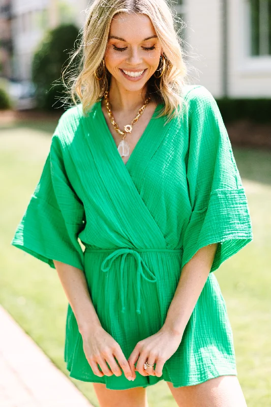 Sunny Days Ahead Kelly Green Gauze Romper