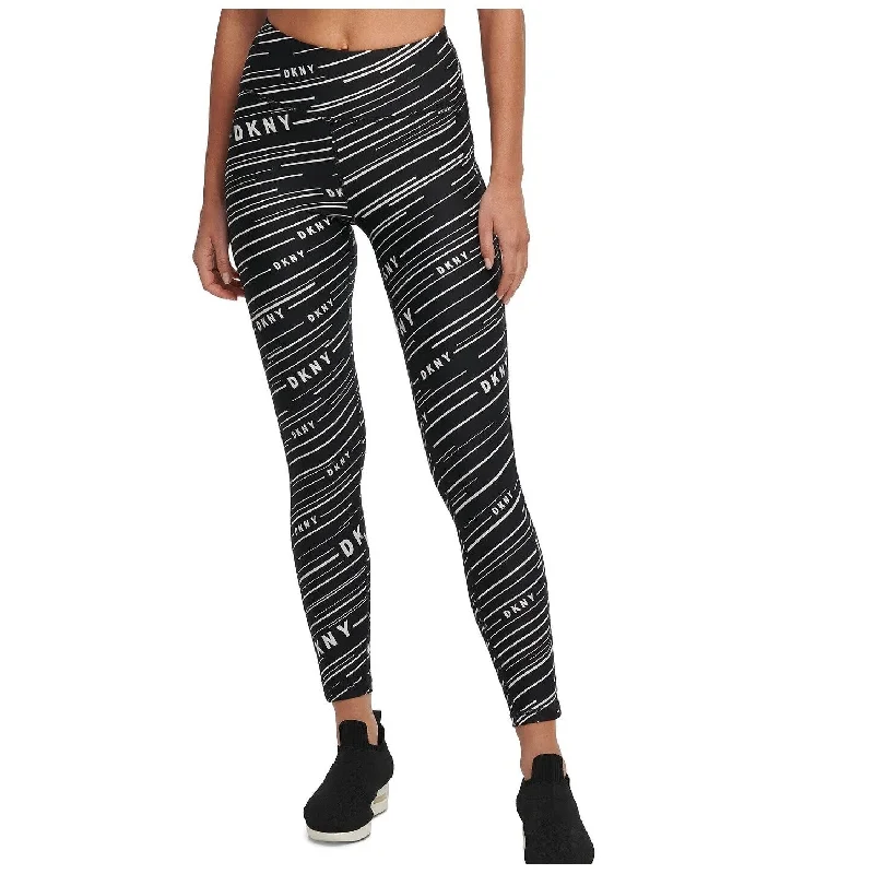 DKNY Women's Printed High Waist Leggings Black Size Small