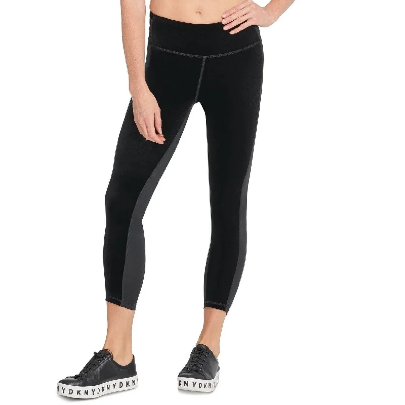 DKNY Women's Sport Velvet High Waist Leggings Black Size XL - X-Large