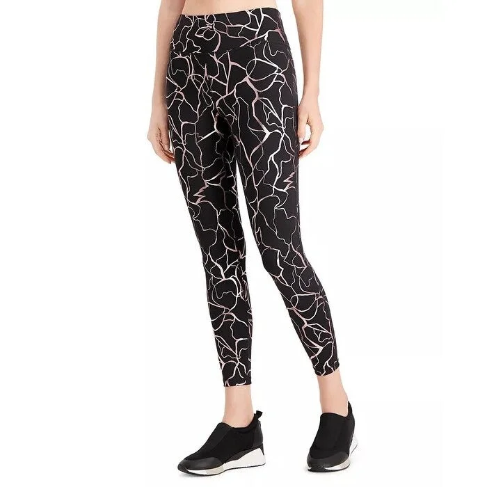 Ideology Women's Printed Luster Leggings Black Size Small