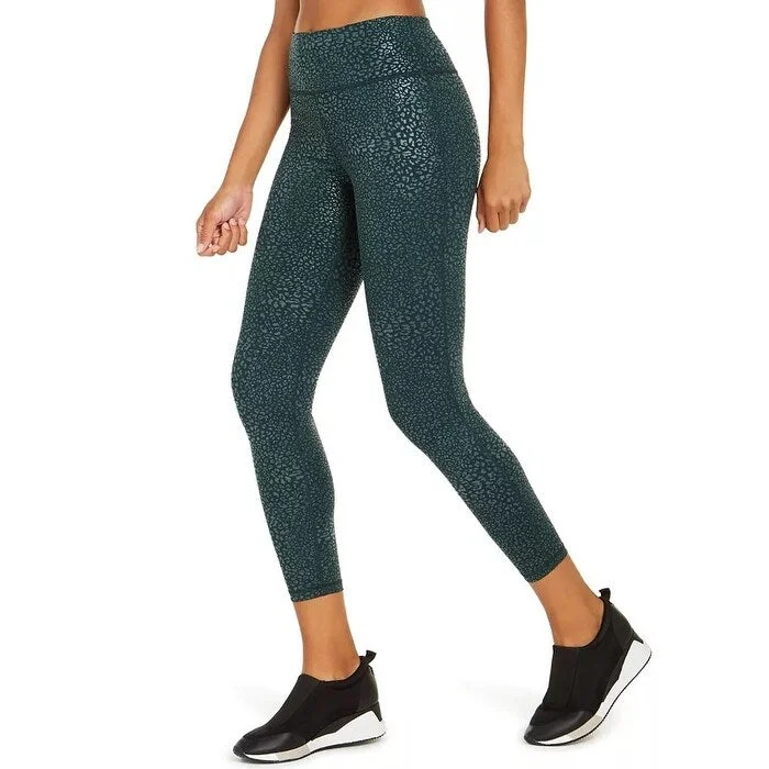 Ideology Women's Tonal Animal Print Leggings Dark Green Size XX-Large