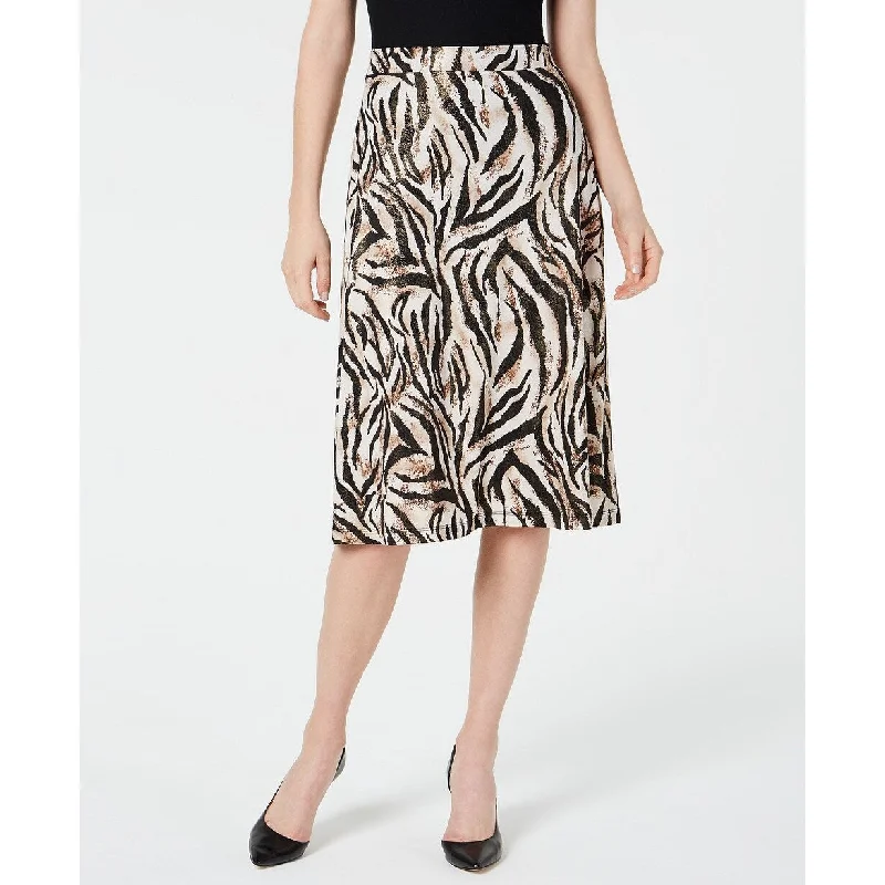 Kasper Women's Animal-Print A-Line Skirt Brown Size X-Small