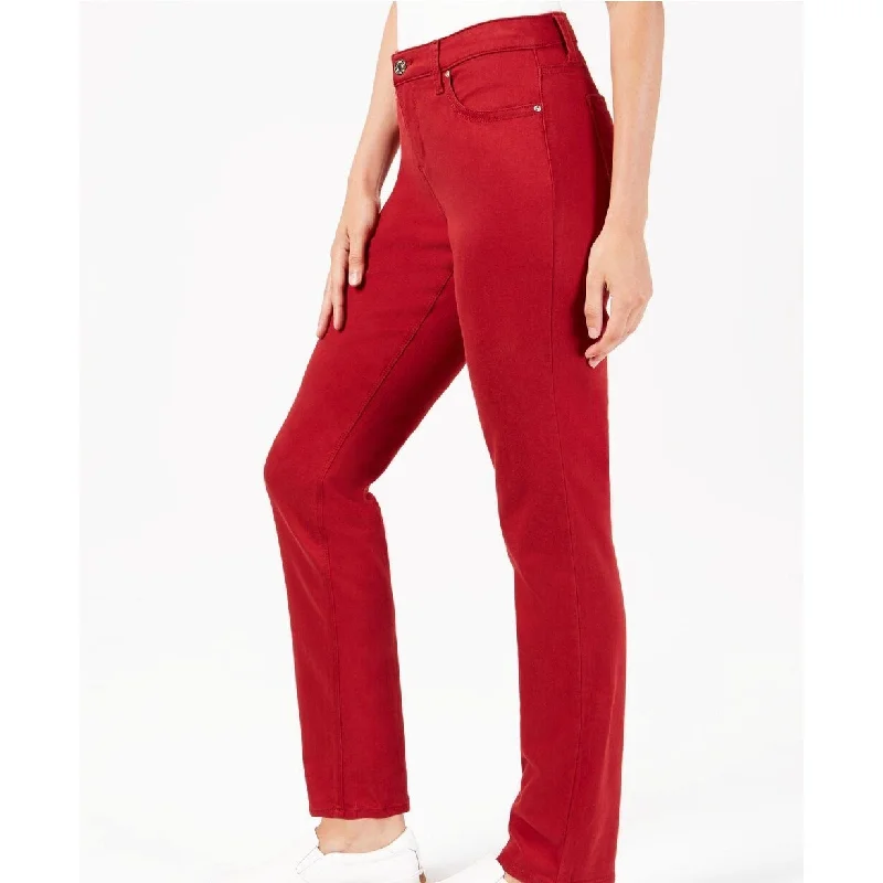 Lee Jeans Women's Platinum Petite Flex Motion Slim-Straight Jeans Red Size 4 - 4"