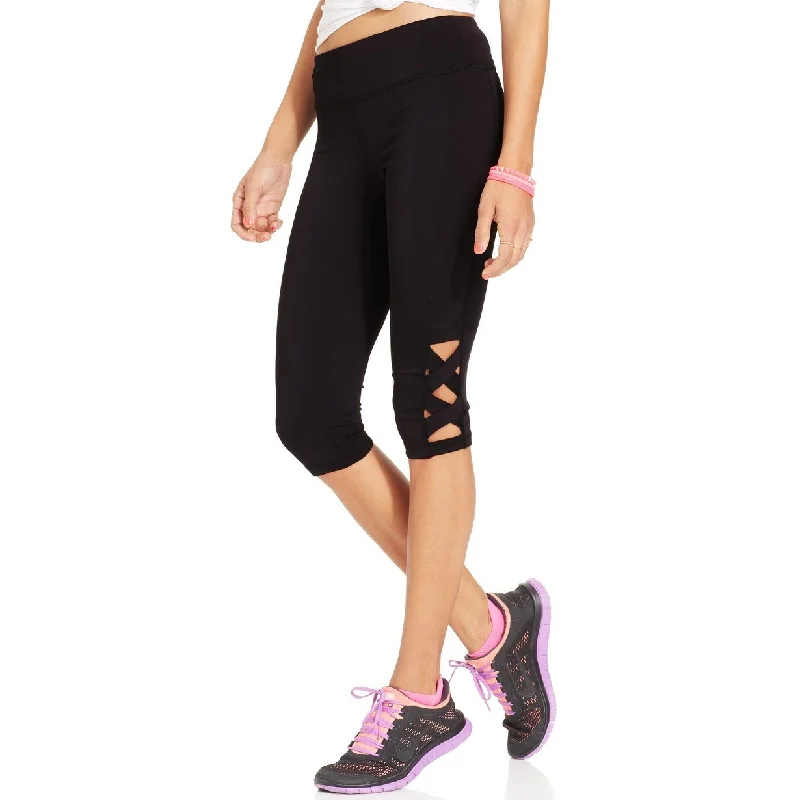 Material Girl Juniors' Active Capri Leggings Black Size Large