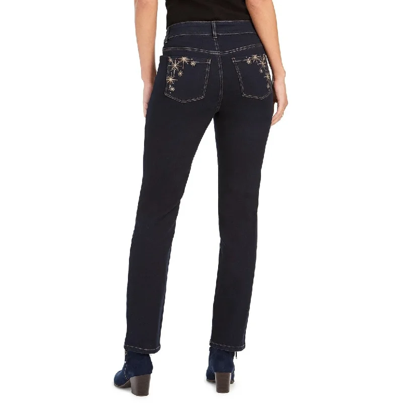 Style & Co Women's Straight-Leg Bling Pocket Jeans Black Size 4