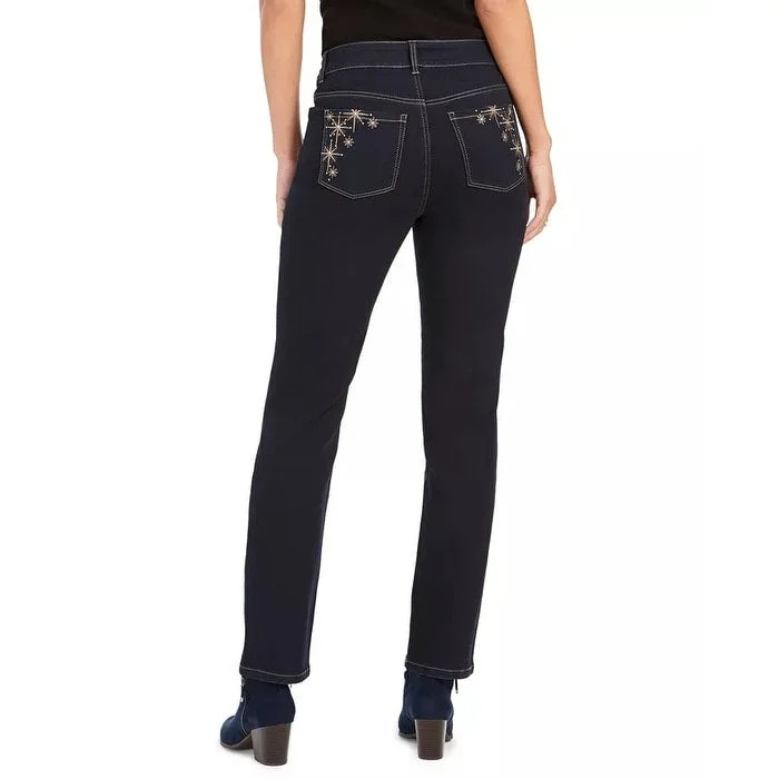 Style & Co Women's Straight-Leg Bling Pocket Jeans Dark Blue Size 6