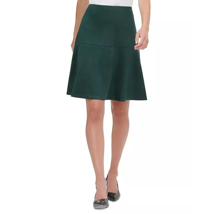 Tommy Hilfiger Women's Faux Suede A Line Skirt Green Size 16