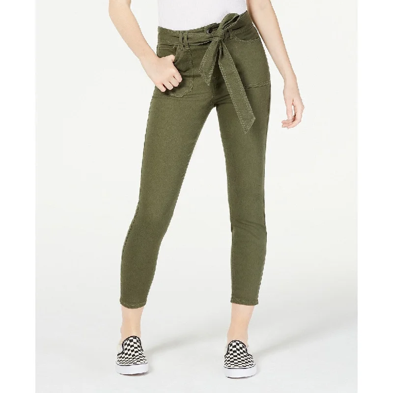 Vanilla Star Women's Belted Cropped Jeans Green Size 9