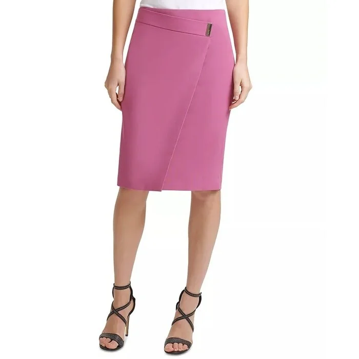 DKNY Women's Asymmetrical Pencil Skirt Pink Size 10