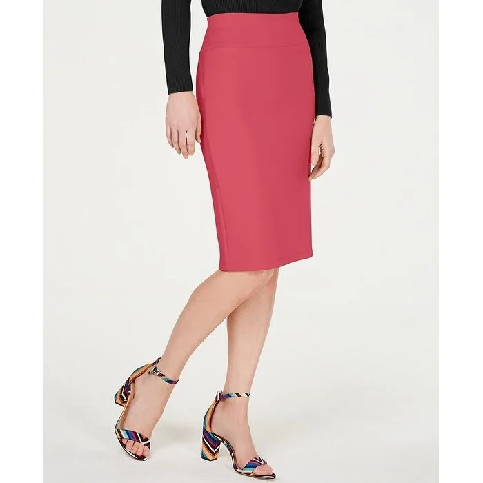 INC International Concepts Women's Scuba Pencil Skirt Red Size S - Small