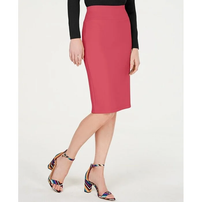 INC International Concepts Women's Solid Scuba Pencil Skirt Red Size L - Large