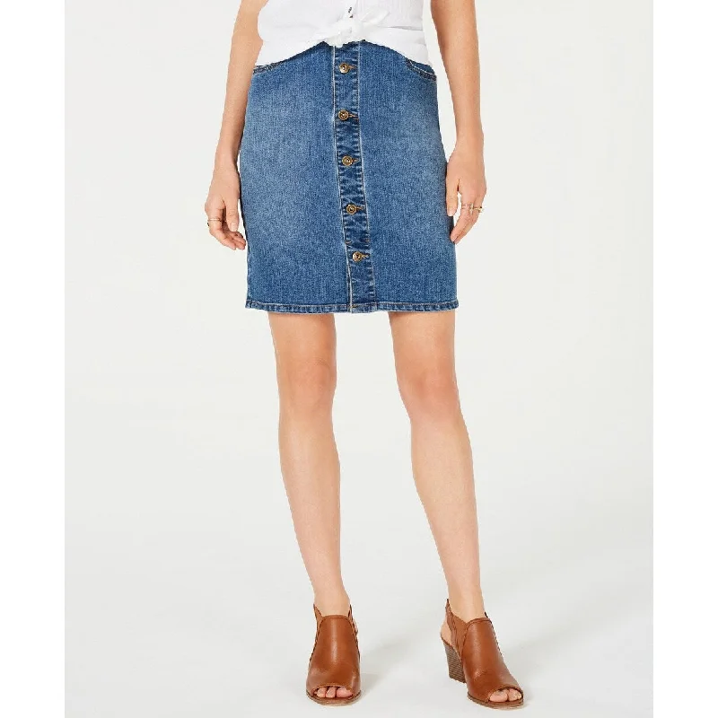 Style & Co Women's Button-Front Denim Skirt Blue Size 4